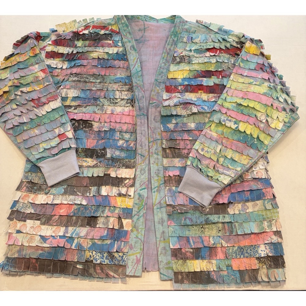 Hand Painted Art to Wear Jacket Wearable Art OOAK Fiber Art Handmade Boho Coat - Picture 2 of 16